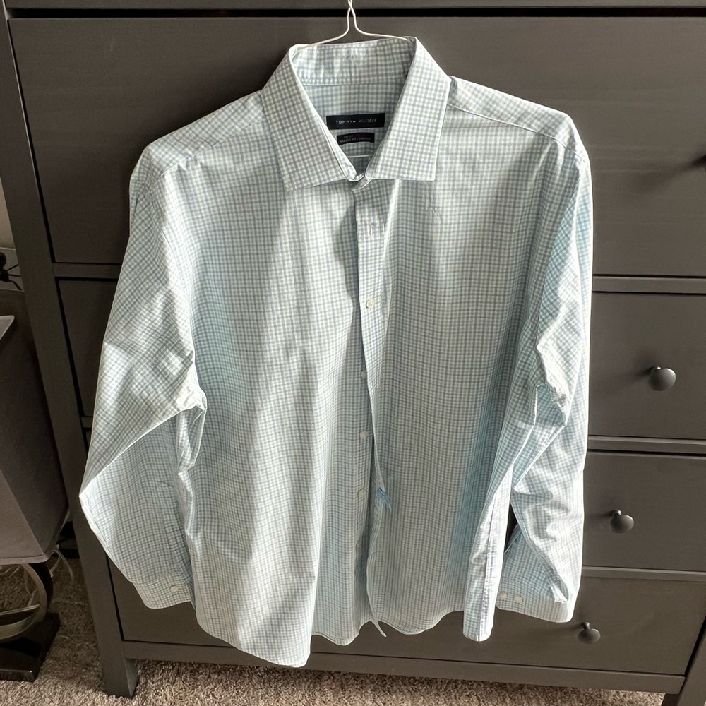 Tommy Hilfiger green check dress shirt
